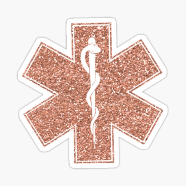 Faux Glitter Rose Gold EMT Star of Life EMS Sticker Sticker
