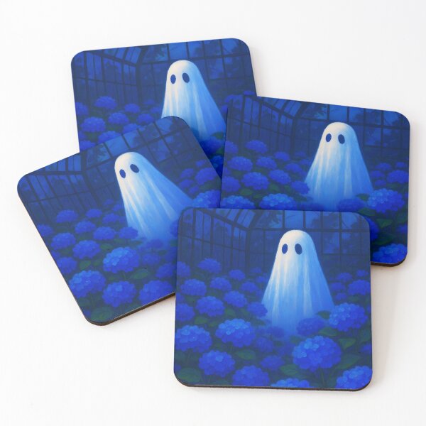 Item preview, Ghost in the Hydrangea House – Dreamy Blue Greenhouse Illustration designed and sold by EmeraldeaArt.