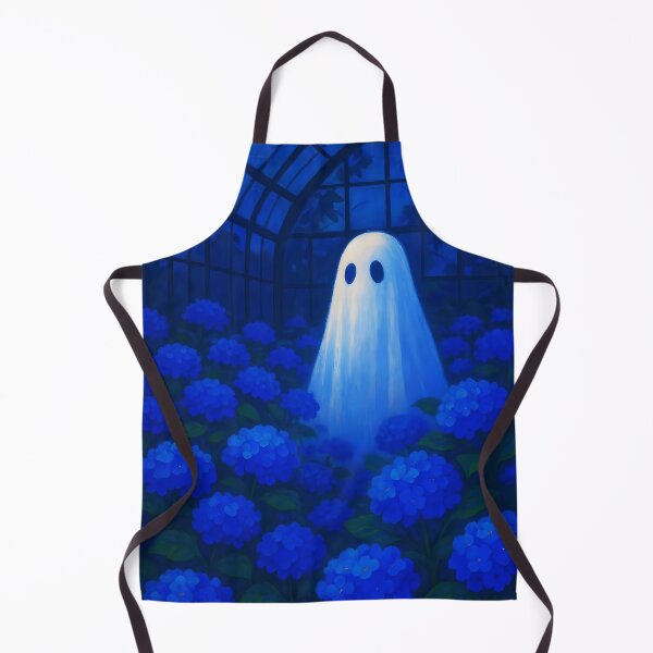 Item preview, Ghost in the Hydrangea House – Dreamy Blue Greenhouse Illustration designed and sold by EmeraldeaArt.
