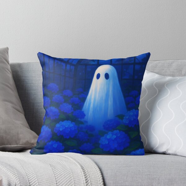 Item preview, Ghost in the Hydrangea House – Dreamy Blue Greenhouse Illustration designed and sold by EmeraldeaArt.