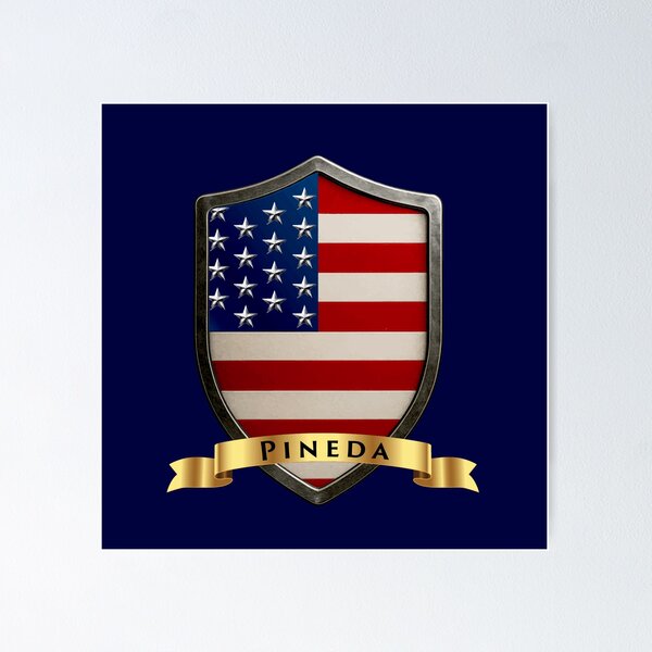 Item preview, Pineda Family USA Shield, Stars & Stripes Pride Crest designed and sold by Highlandkings.