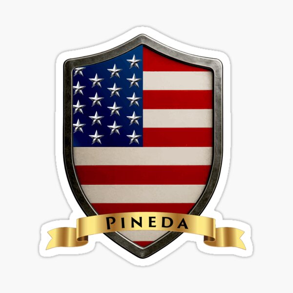 Item preview, Pineda Family USA Shield, Stars & Stripes Pride Crest designed and sold by Highlandkings.