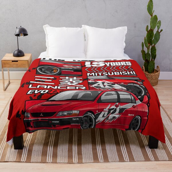Item preview, Red Sports Car Illustration – JDM Lancer Evo IX Street Art designed and sold by Artistic canvas store.