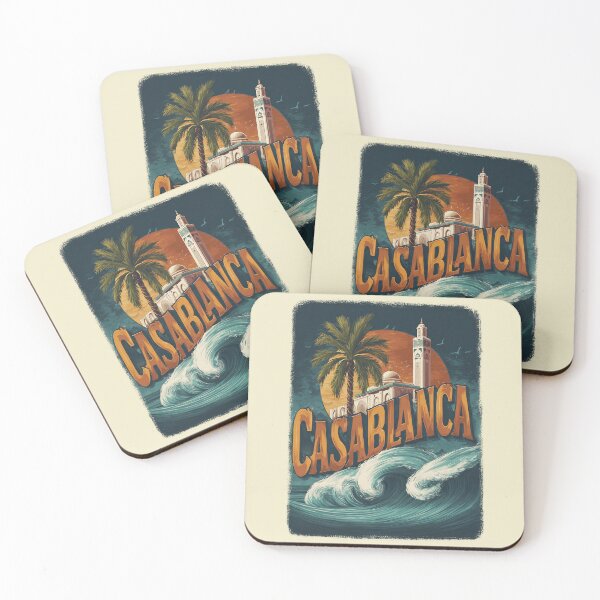 Item preview, Casablanca – Vintage travel illustration with waves and skyline designed and sold by Meiersbeste.