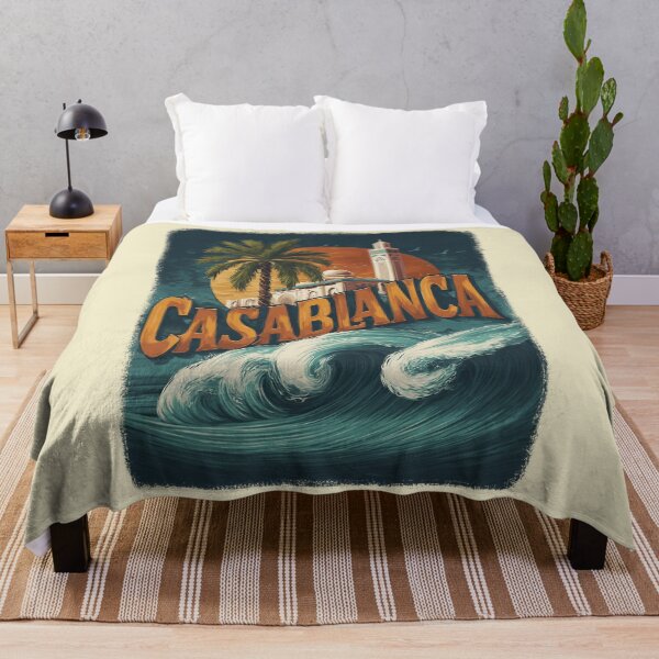 Item preview, Casablanca – Vintage travel illustration with waves and skyline designed and sold by Meiersbeste.