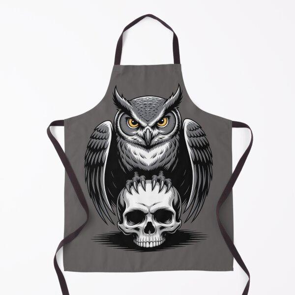 Aperçu de l'œuvre Dark Owl and Skull – Gothic Tattoo Style Art créée et vendue par WitchyWhisper.