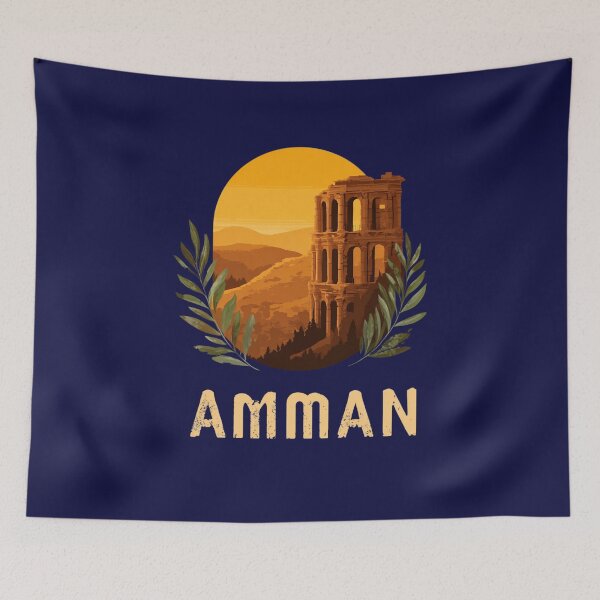 Item preview, Amman – Vintage city illustration with ancient architecture designed and sold by Meiersbeste.