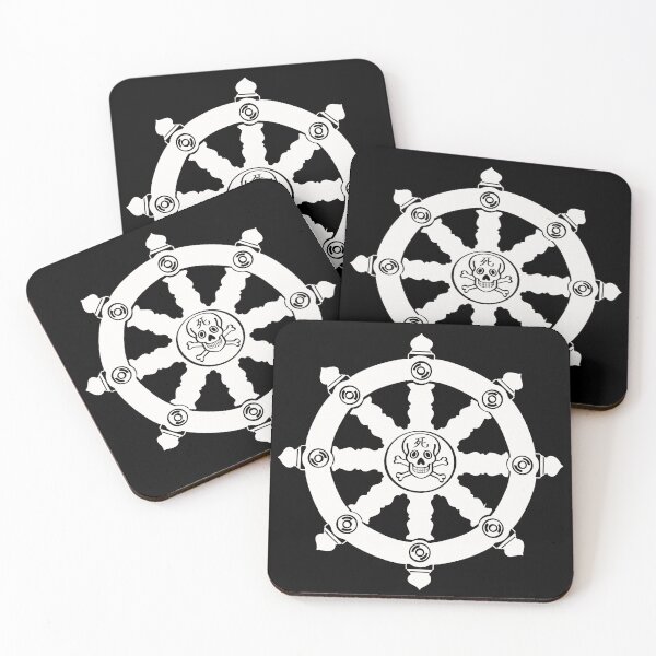 Item preview, White Totenkopf of the Dharma Wheel – Symbol of Life and Death designed and sold by Phoenix Art Studio.