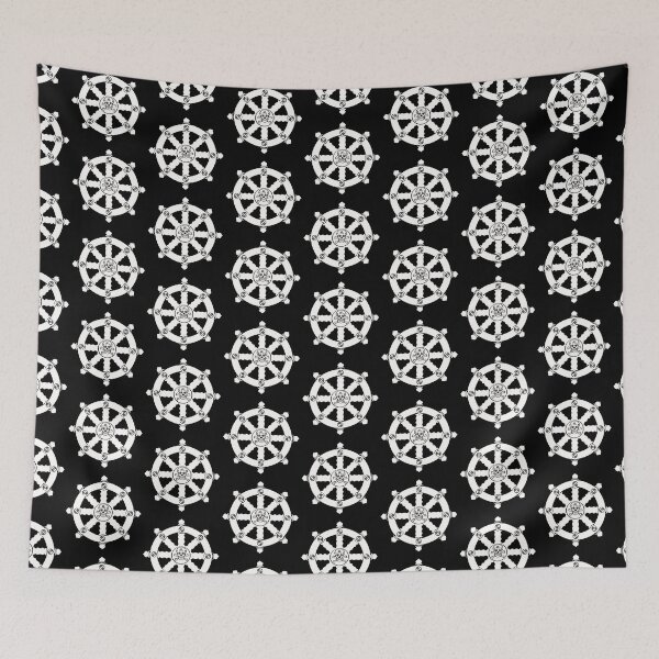 Item preview, White Totenkopf of the Dharma Wheel – Symbol of Life and Death designed and sold by Phoenix Art Studio.