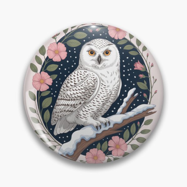 Artikelvorschau, Snowy Owl in Winter Flowers – Elegant Nature Art entworfen und verkauft von WitchyWhisper.