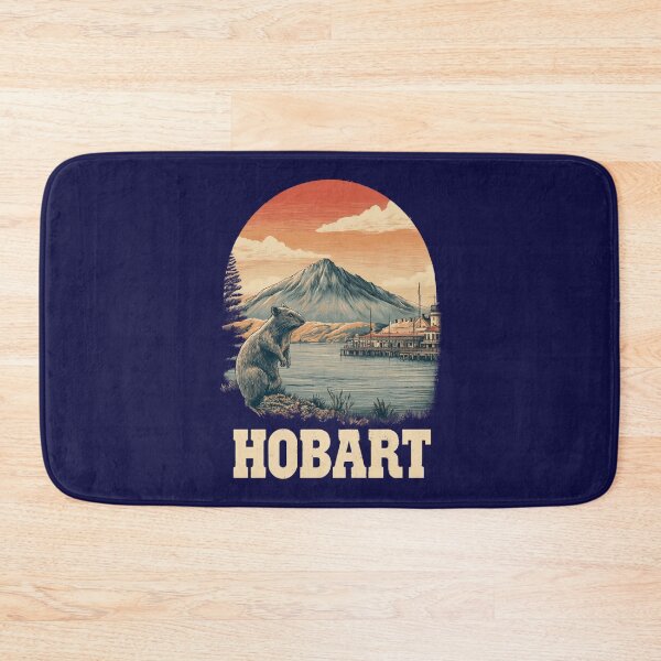 Item preview, Hobart – Vintage illustration with wombat and mountain scenery in Tasmania designed and sold by Meiersbeste.
