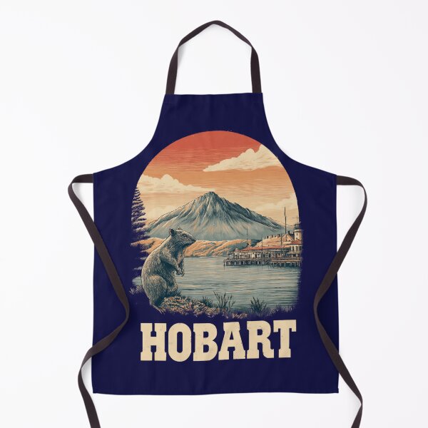 Item preview, Hobart – Vintage illustration with wombat and mountain scenery in Tasmania designed and sold by Meiersbeste.