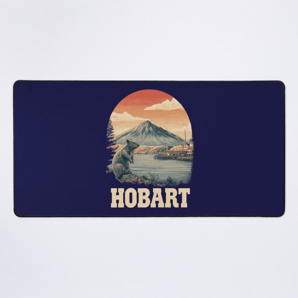 Item preview, Hobart – Vintage illustration with wombat and mountain scenery in Tasmania designed and sold by Meiersbeste.