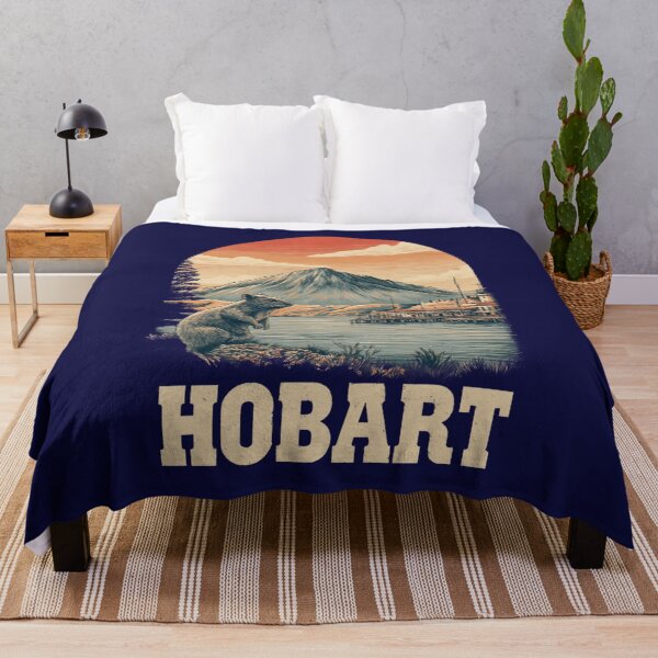 Item preview, Hobart – Vintage illustration with wombat and mountain scenery in Tasmania designed and sold by Meiersbeste.