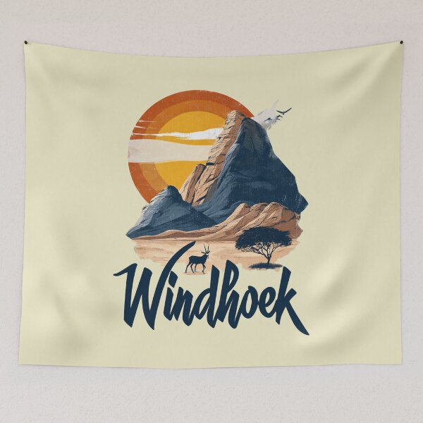 Item preview, Windhoek – Vintage illustration with African landscape and antelope designed and sold by Meiersbeste.