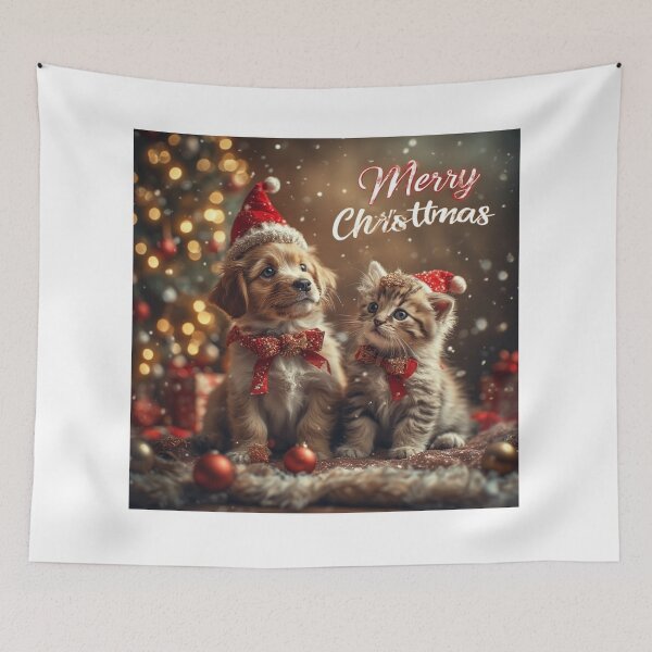 Item preview, Twinkle Tails & Holiday Hugs – Christmas Pet Pair designed and sold by NaomiRut.