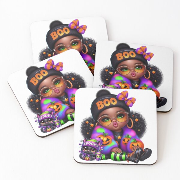 Item preview, Sweet Afro Girl Trick or Treat with Cat designed and sold by Lulunza.