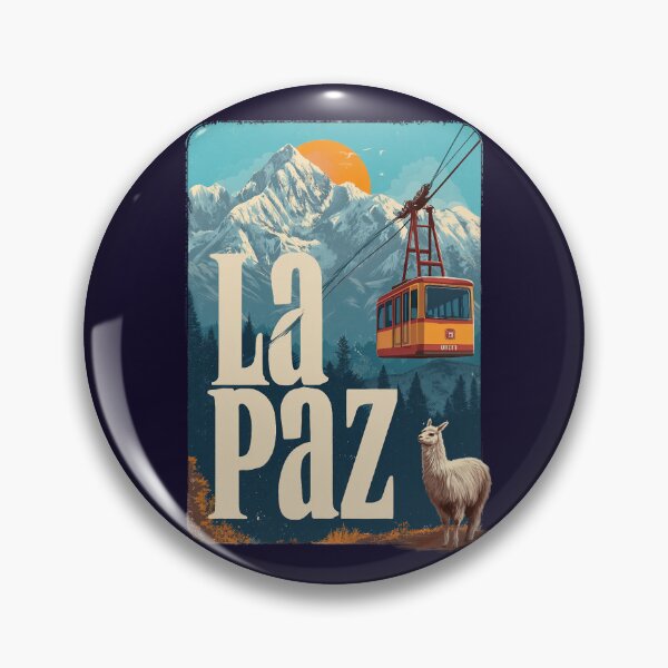 Item preview, La Paz – Vintage illustration with cable car, Andes and llama (Bolivia) designed and sold by Meiersbeste.