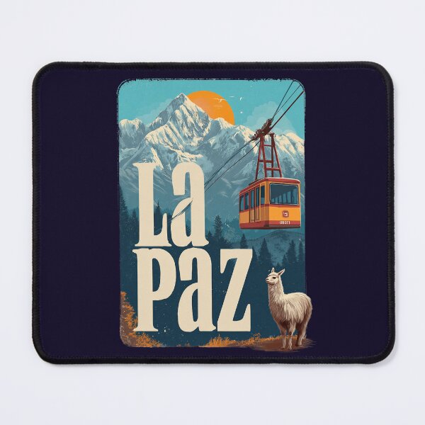 Item preview, La Paz – Vintage illustration with cable car, Andes and llama (Bolivia) designed and sold by Meiersbeste.