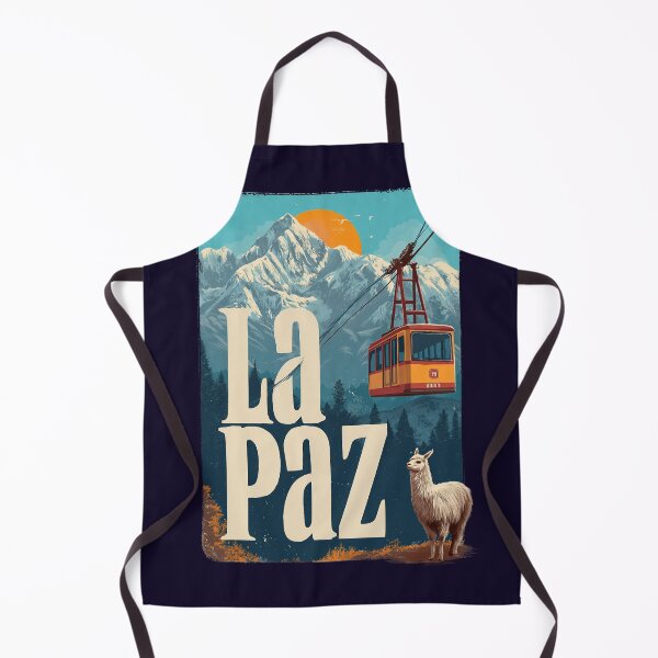 Item preview, La Paz – Vintage illustration with cable car, Andes and llama (Bolivia) designed and sold by Meiersbeste.