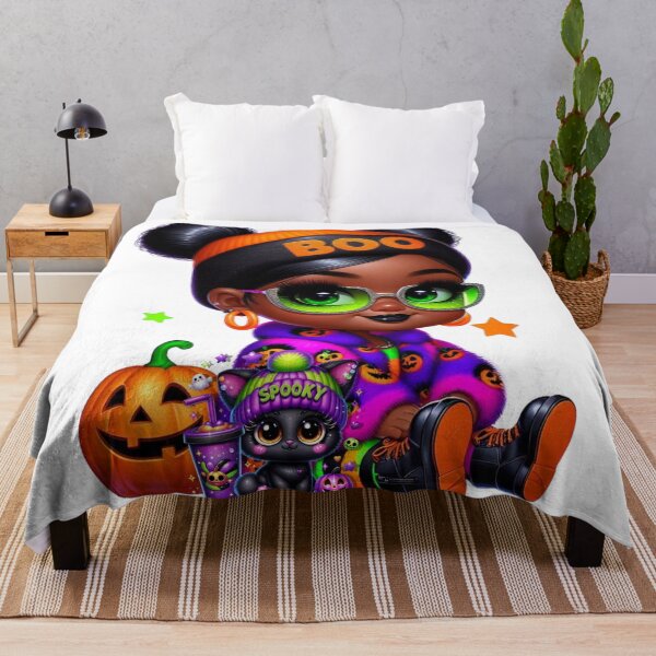 Item preview, Spooky Halloween Vibes – Black Girl and Black Cat designed and sold by Lulunza.