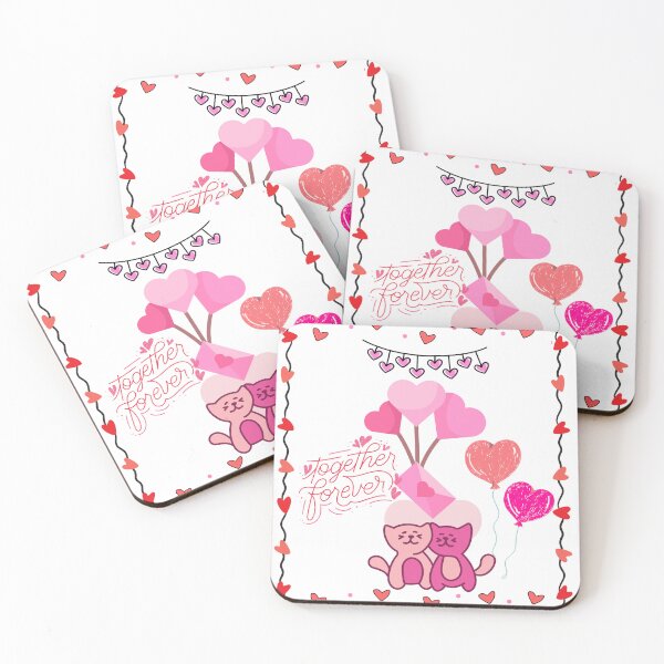 Item preview, Together Forever Cute Cats and Heart Balloons Love Design designed and sold by VibranPalette.
