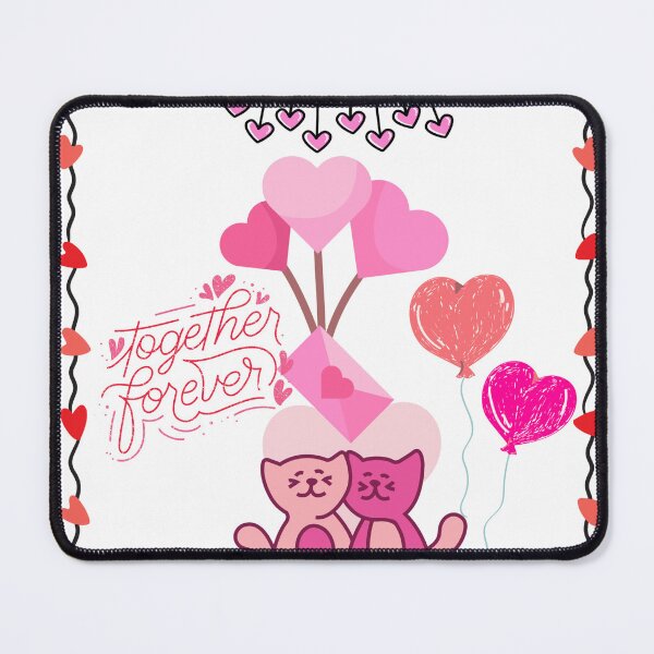 Item preview, Together Forever Cute Cats and Heart Balloons Love Design designed and sold by VibranPalette.