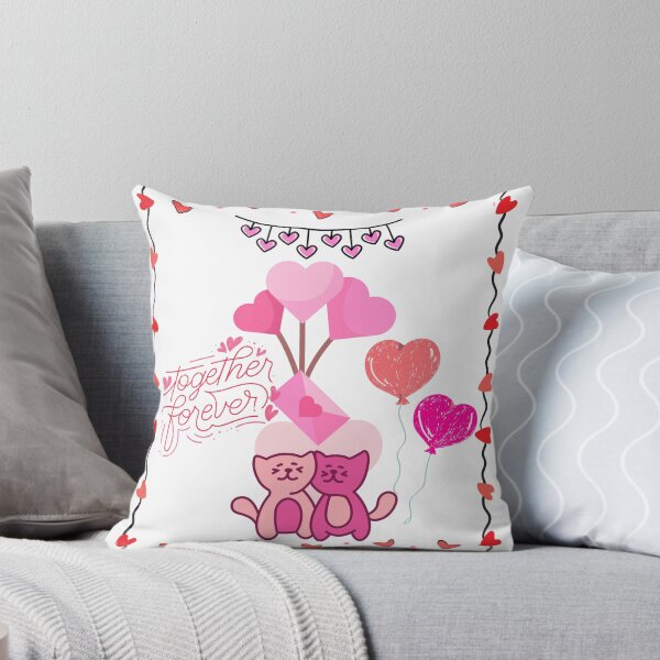 Item preview, Together Forever Cute Cats and Heart Balloons Love Design designed and sold by VibranPalette.