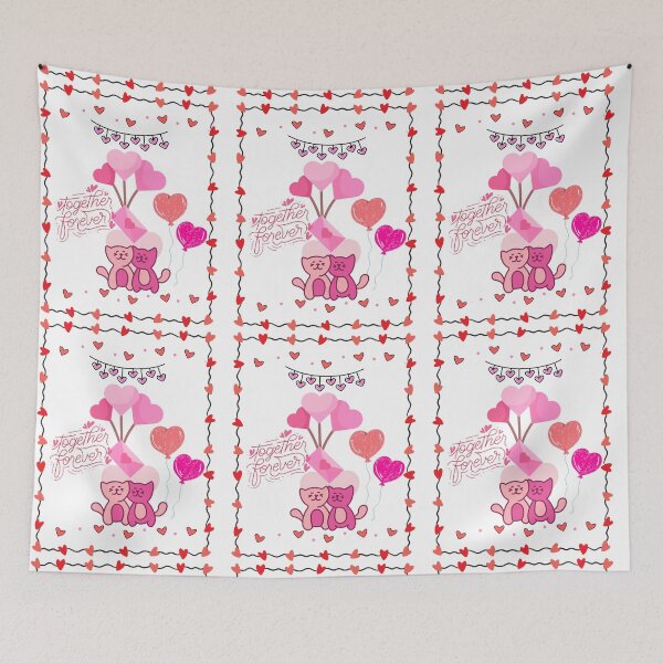 Item preview, Together Forever Cute Cats and Heart Balloons Love Design designed and sold by VibranPalette.