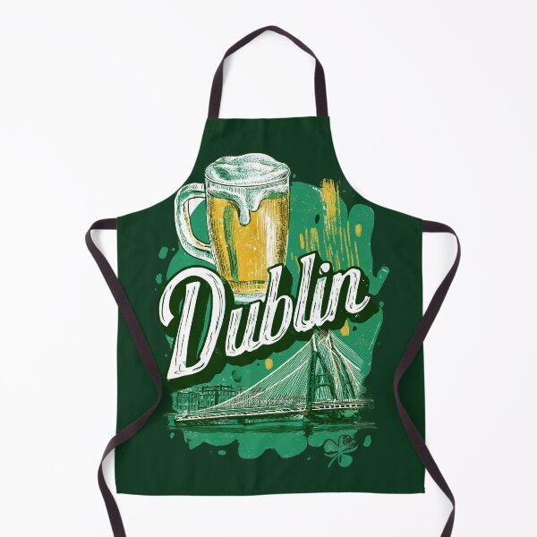 Item preview, Dublin – Vintage illustration with bridge, beer glass and clover leaves (Ireland) designed and sold by Meiersbeste.