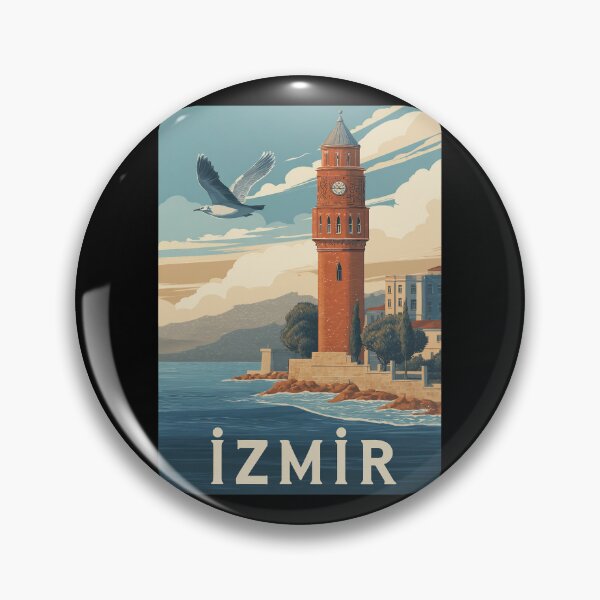 Item preview, Izmir – Vintage illustration with lighthouse, sea and seagulls (Türkiye) designed and sold by Meiersbeste.