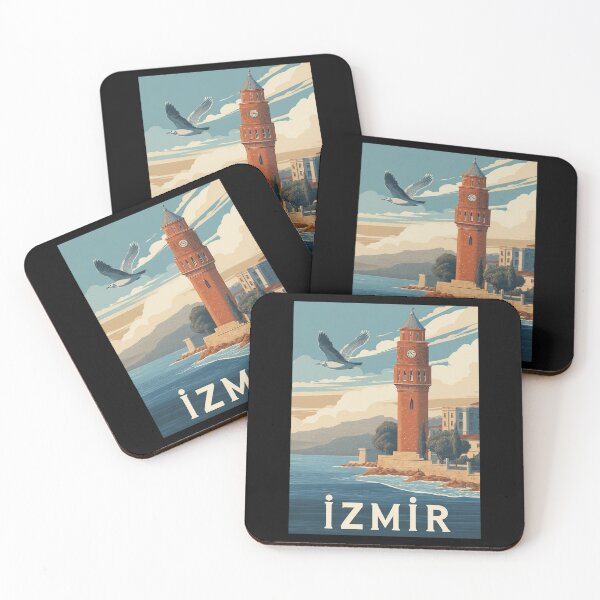 Item preview, Izmir – Vintage illustration with lighthouse, sea and seagulls (Türkiye) designed and sold by Meiersbeste.