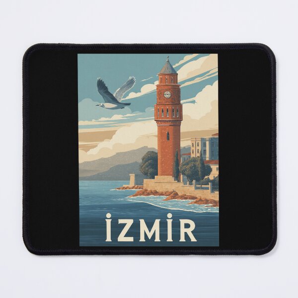 Item preview, Izmir – Vintage illustration with lighthouse, sea and seagulls (Türkiye) designed and sold by Meiersbeste.