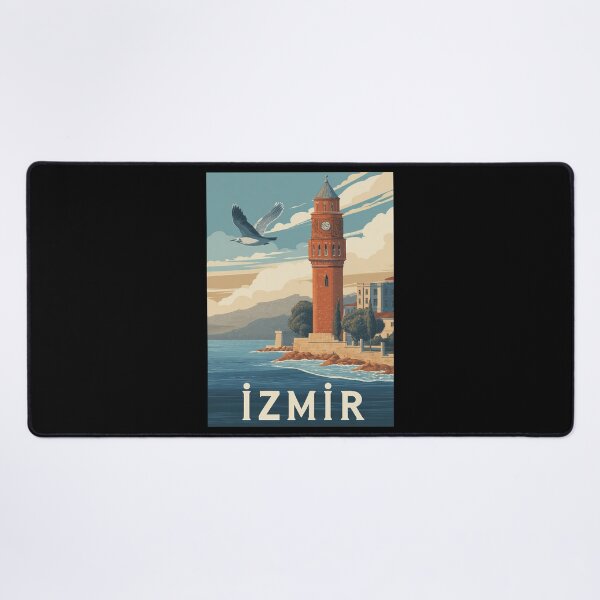 Item preview, Izmir – Vintage illustration with lighthouse, sea and seagulls (Türkiye) designed and sold by Meiersbeste.