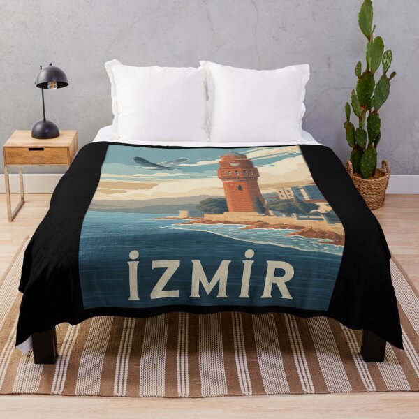 Item preview, Izmir – Vintage illustration with lighthouse, sea and seagulls (Türkiye) designed and sold by Meiersbeste.