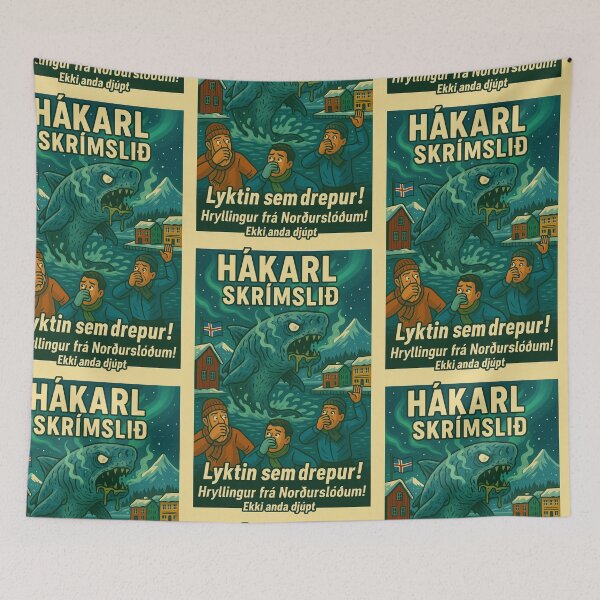 Item preview, Hákarl Skrímslið – Icelandic Fermented Shark Monster Poster designed and sold by Travellerz.