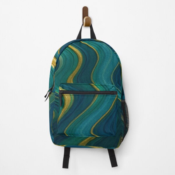 Item preview, Emerald teal marbled swirls with gold veins designed and sold by SassyArtistry.