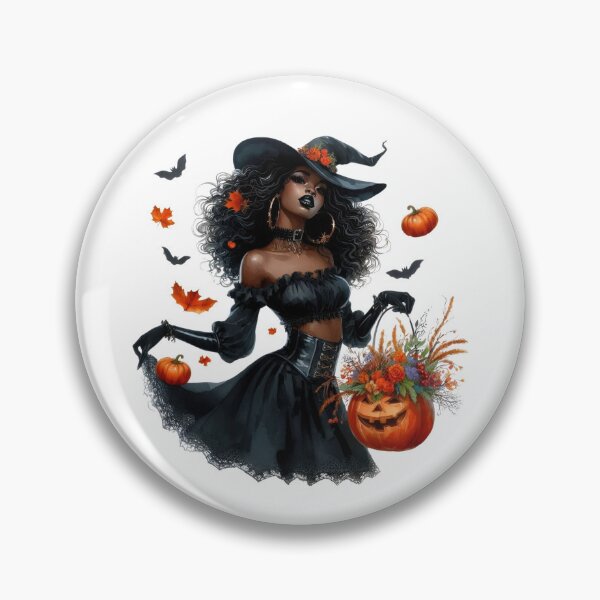 Item preview, Glamorous Black Sorceress in Witch Hat – Halloween Night designed and sold by Lulunza.