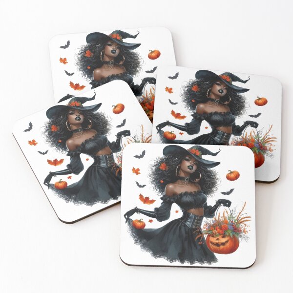 Item preview, Glamorous Black Sorceress in Witch Hat – Halloween Night designed and sold by Lulunza.