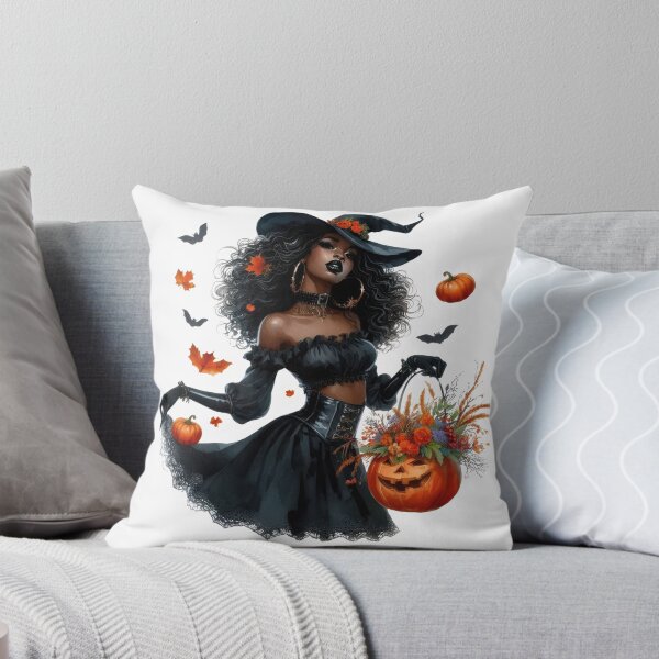 Item preview, Glamorous Black Sorceress in Witch Hat – Halloween Night designed and sold by Lulunza.