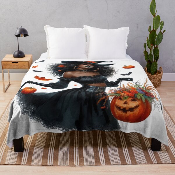 Item preview, Glamorous Black Sorceress in Witch Hat – Halloween Night designed and sold by Lulunza.