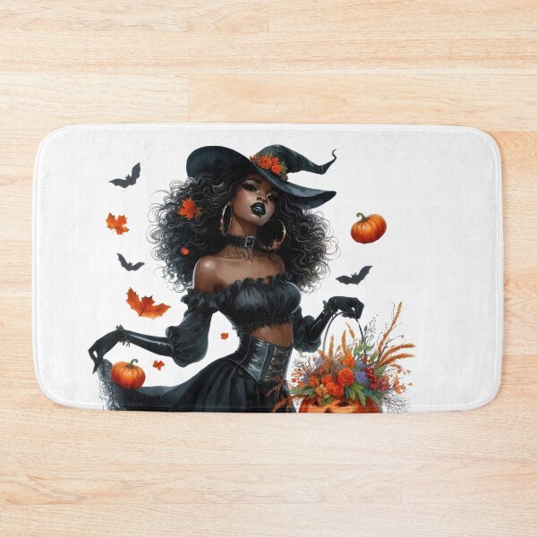 Item preview, Glamorous Black Sorceress in Witch Hat – Halloween Night designed and sold by Lulunza.