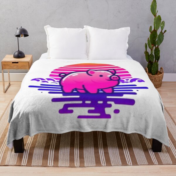 Item preview, Neon Pig Sunset – Vaporwave Aesthetic Pig Design designed and sold by szydelkowanika.