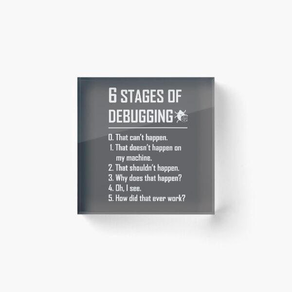 Item preview, Six 6 Stages of Debugging Funny shirt for programmer, developer, coder designed and sold by funnyshirt97.