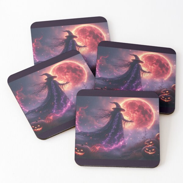 Item preview, Mystical Witch Moon Art - Vibrant Red Halloween Print for Occult Decor Enthusiasts designed and sold by David R Sawin The Architects Of Eden.