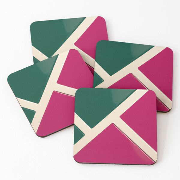 Item preview, Glossy pink and green tiles with cream dividers designed and sold by SassyArtistry.