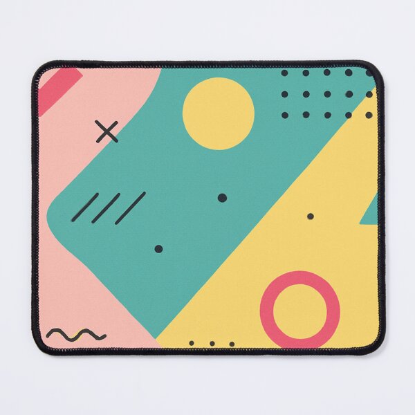 Item preview, Teal yellow pink Memphis pattern with triangles and circles designed and sold by SassyArtistry.