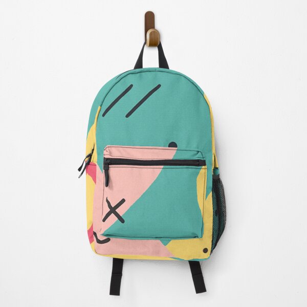 Item preview, Teal yellow pink Memphis pattern with triangles and circles designed and sold by SassyArtistry.