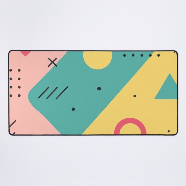 Item preview, Teal yellow pink Memphis pattern with triangles and circles designed and sold by SassyArtistry.