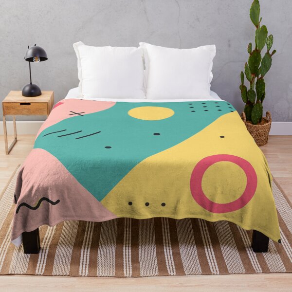 Item preview, Teal yellow pink Memphis pattern with triangles and circles designed and sold by SassyArtistry.